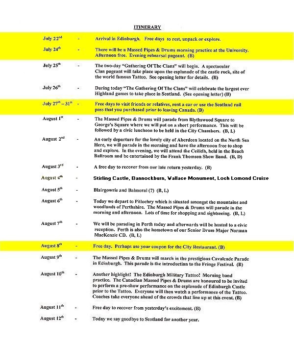 ITINERARY