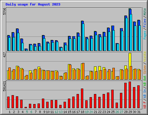Daily usage for August 2023