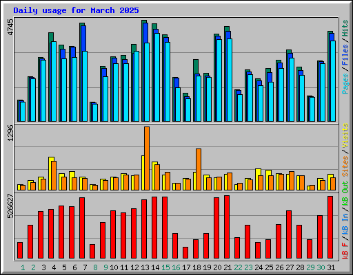 Daily usage for March 2025