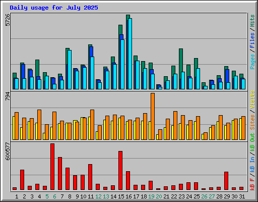 Daily usage for July 2025